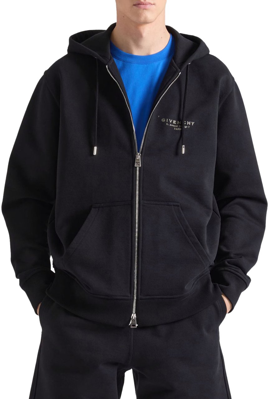 Givenchy LOGO PRINTED ZIPPED HOODIE Zwart
