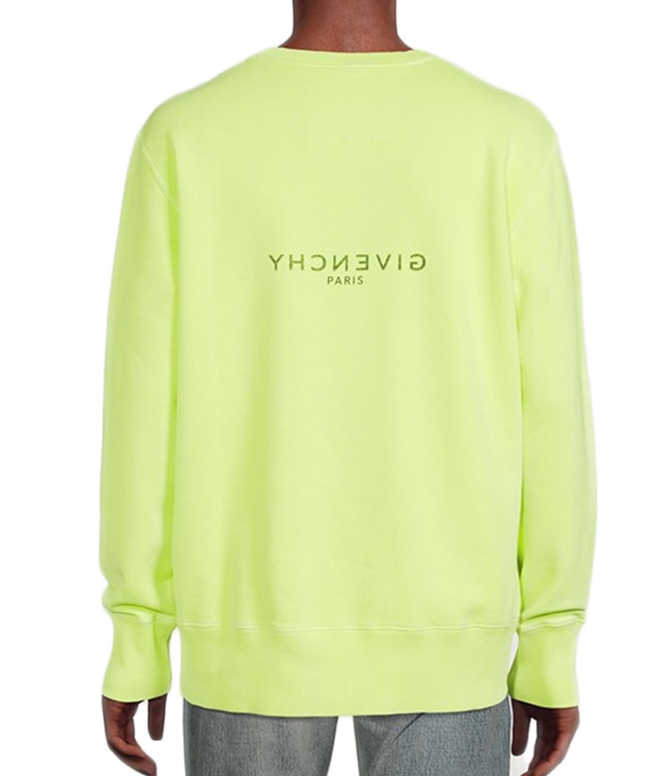 Givenchy Fluorescent Yellow Crewneck Sweatshirt with Centered Logo Geel