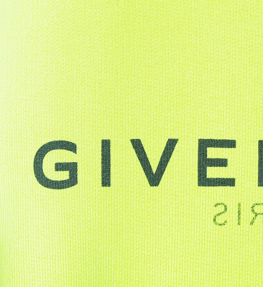 Givenchy Fluorescent Yellow Crewneck Sweatshirt with Centered Logo Geel