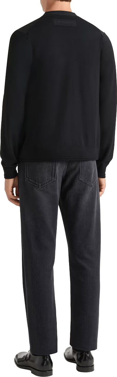 Givenchy V-Neck Flap Pocket Cropped Cotton Cardigan Zwart