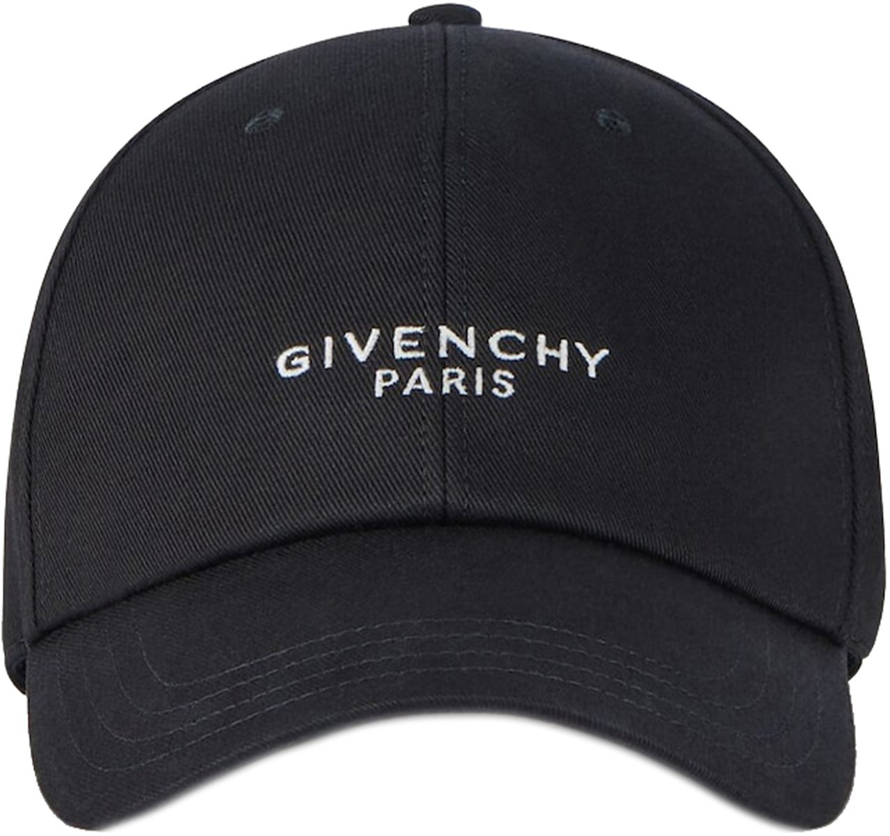 Givenchy Curved Cap Paris Black Structured Cap Zwart