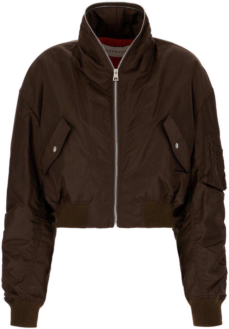 Givenchy Chocolate nylon padded bomber jacket Bruin