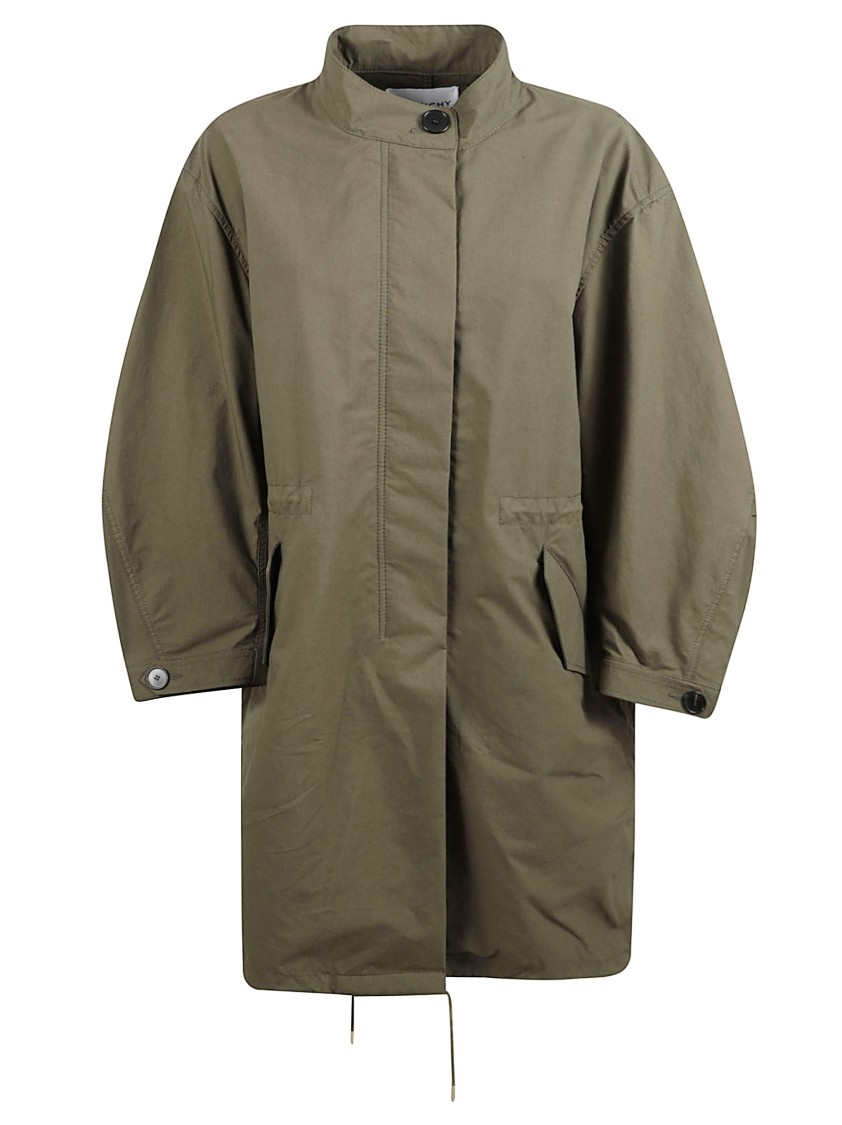 Givenchy Crinkled Cotton Parka With High Collar Grijs