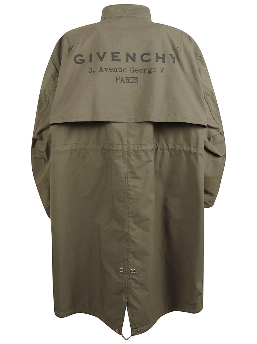 Givenchy Crinkled Cotton Parka With High Collar Grijs
