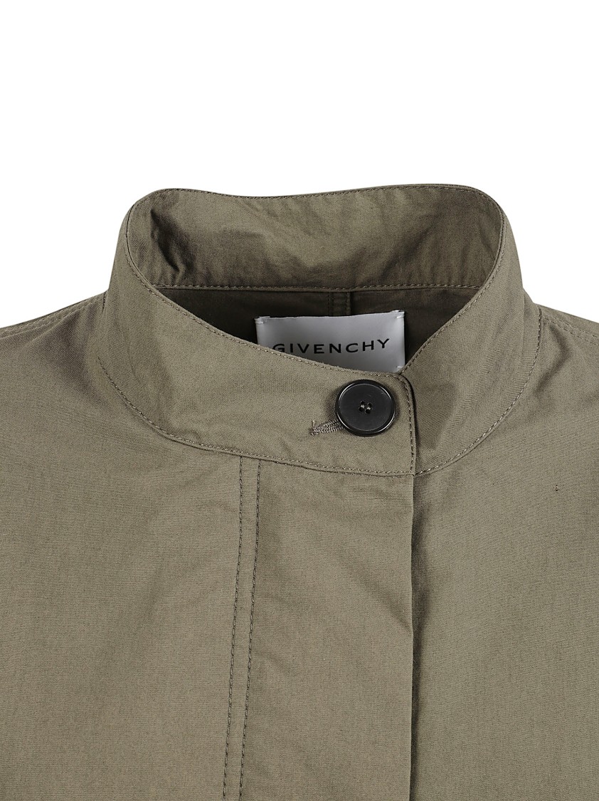 Givenchy Crinkled Cotton Parka With High Collar Grijs