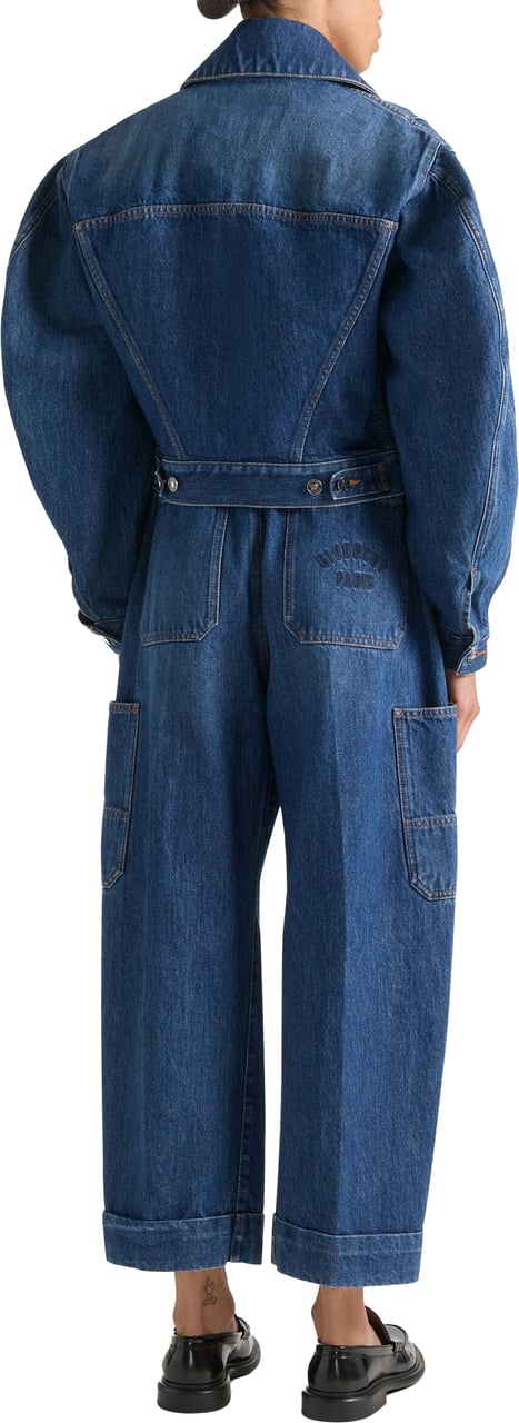 Givenchy Cropped Blue Denim Puffed Sleeve Jacket Blauw