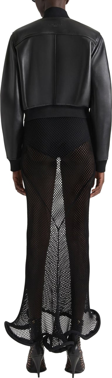 Givenchy Light Cropped Black Lamb Skin Bomber Zwart