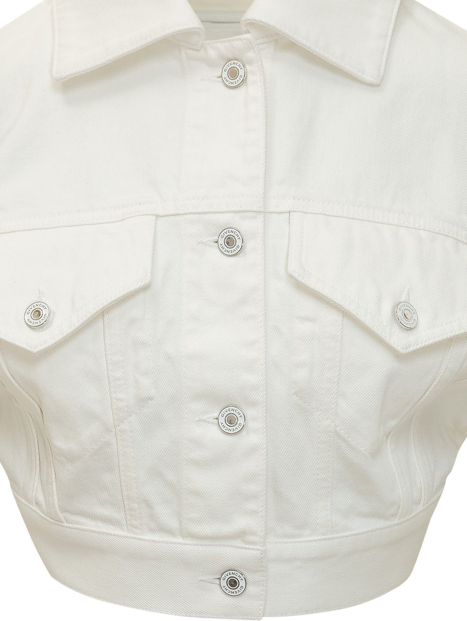 Givenchy Giacca Denim Cropped con Tasche e Bottoni Wit