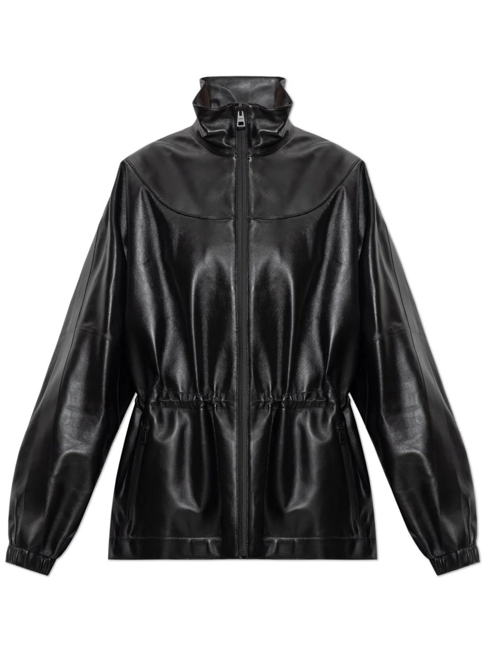 Givenchy Lambskin Leather Tracksuit Jacket With High Collar And Embossed Branding Zwart