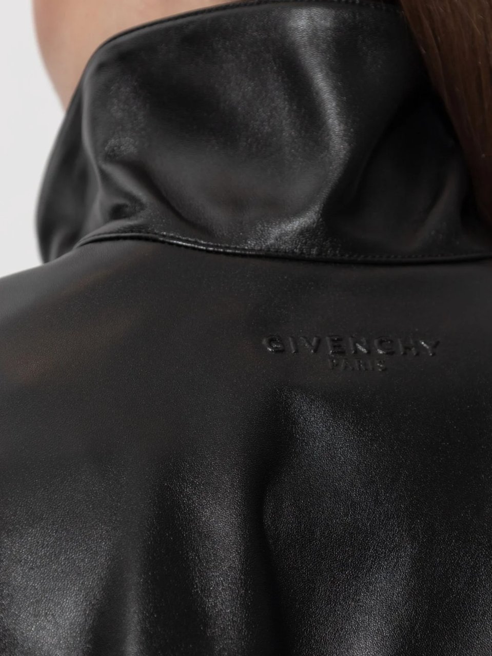 Givenchy Lambskin Leather Tracksuit Jacket With High Collar And Embossed Branding Zwart