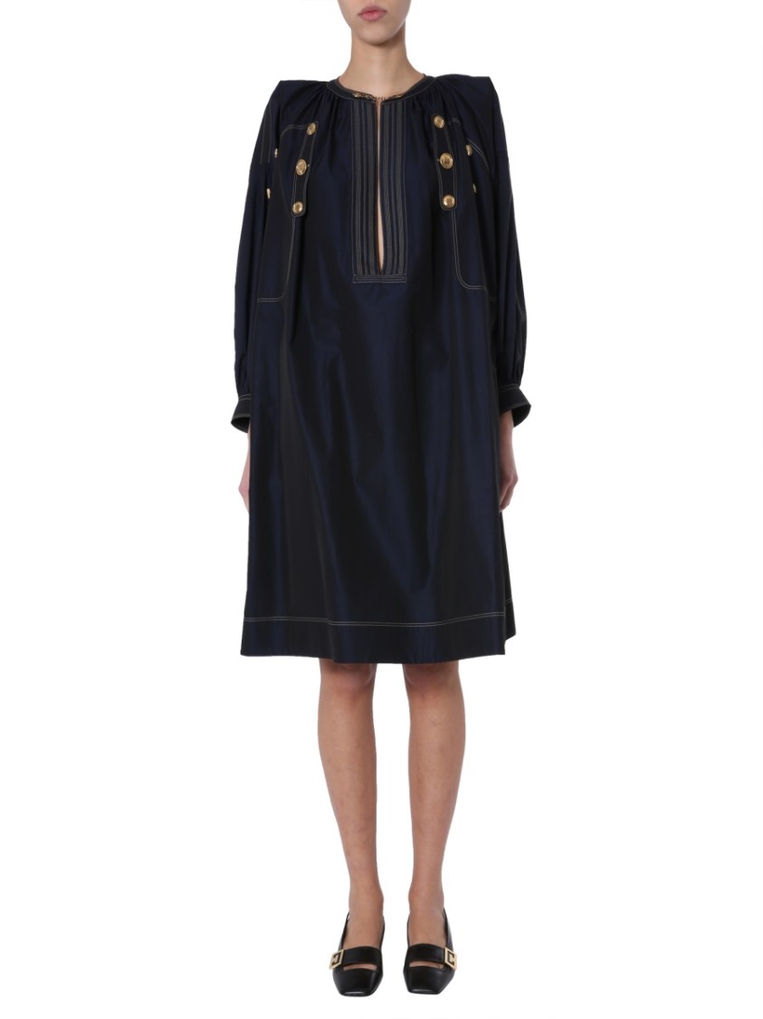 Givenchy A-Line Dress With Bold Button Closure Zwart