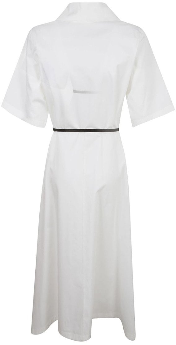 Givenchy V-Neck White Dress With Belted Waist Wit