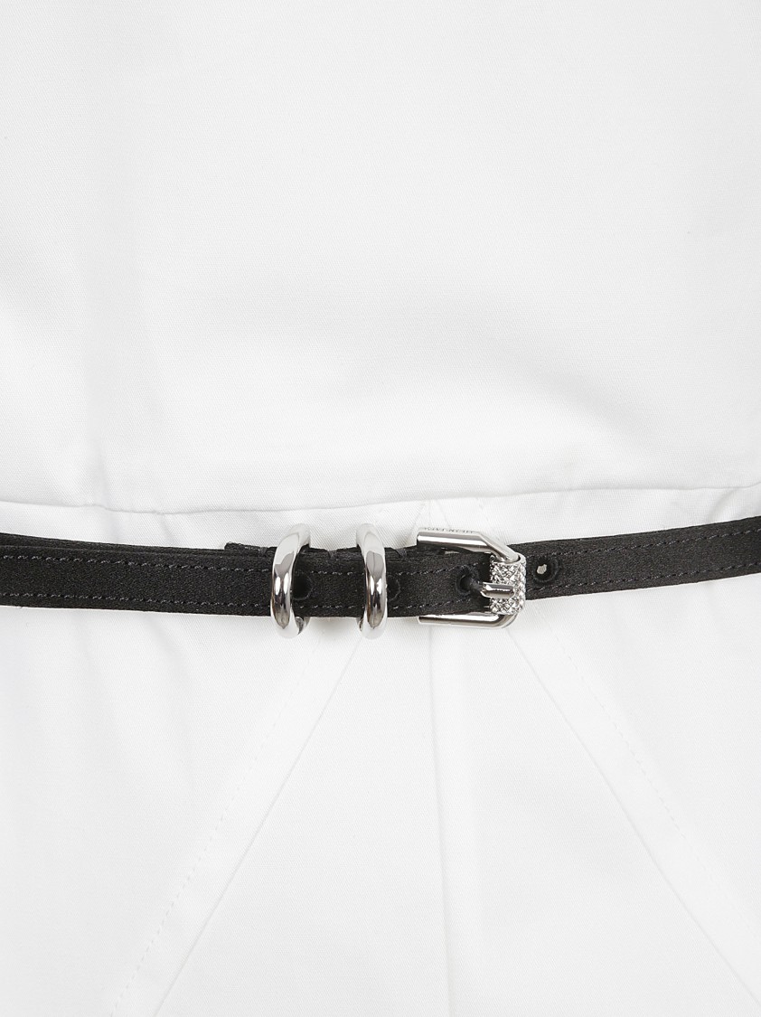 Givenchy V-Neck White Dress With Belted Waist Wit