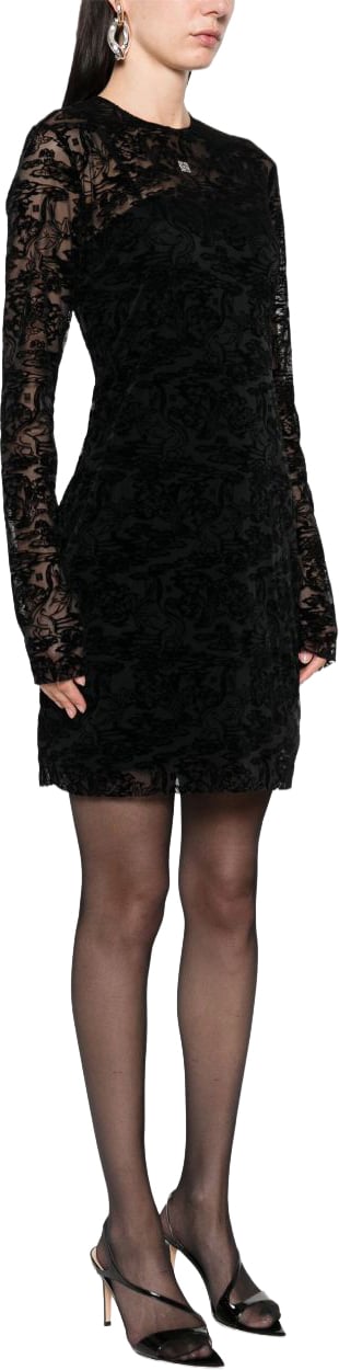 Givenchy Sheer Black Lace Mini Dress Zwart