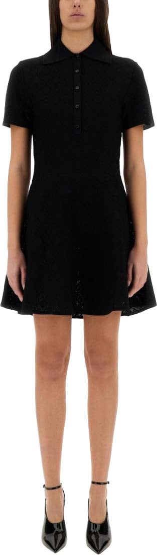 Givenchy Textured Jacquard Polo Style Dress Zwart