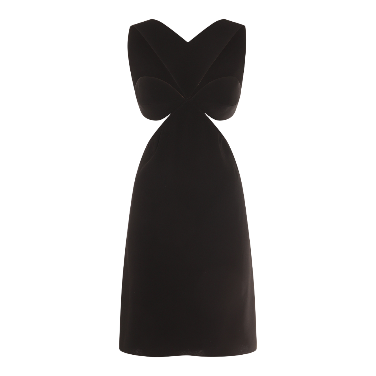 Givenchy Black Midi Dress with V Neckline and Cut-out Details Zwart