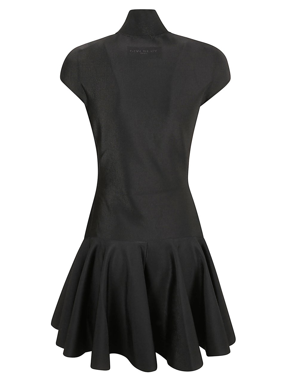 Givenchy Cap Sleeve Mini Dress With High Neck Zwart