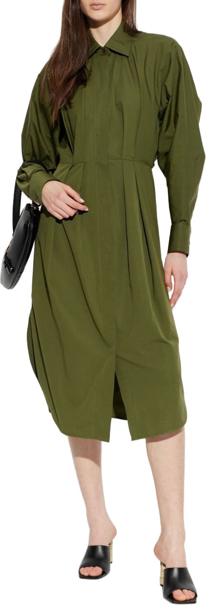 Givenchy Tailored Green Silk and Nylon Midi Dress Groen