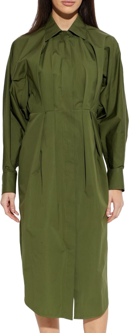 Givenchy Tailored Green Silk and Nylon Midi Dress Groen