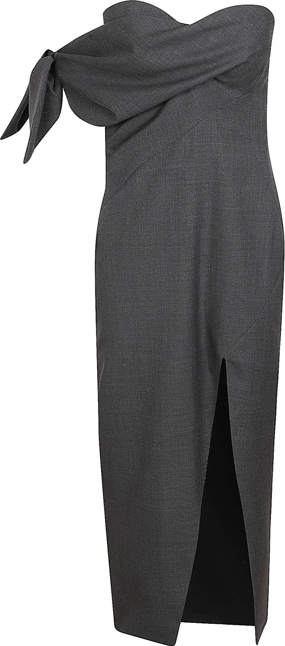 Givenchy Strapless Midi Dress with Asymmetrical Bow Detail Grijs