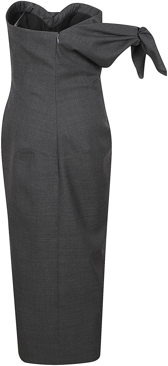 Givenchy Strapless Midi Dress with Asymmetrical Bow Detail Grijs