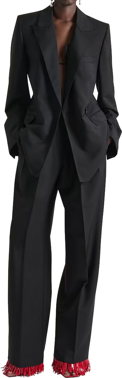 Givenchy Tailored Double-Breasted Sharp Lapel Wool Jacket Zwart