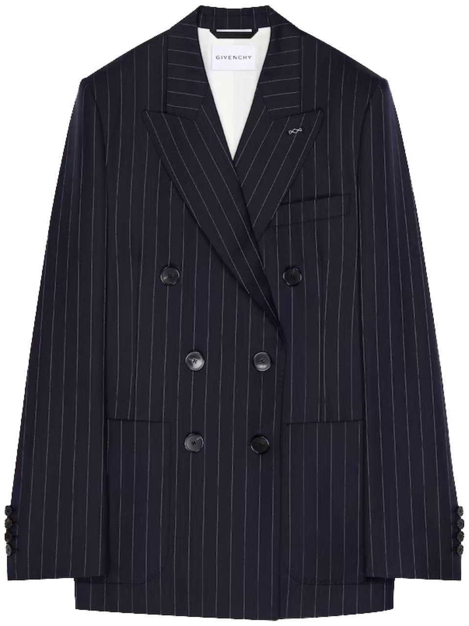 Givenchy Double-Breasted Wool Jacket With Classic Pinstripe Pattern Zwart