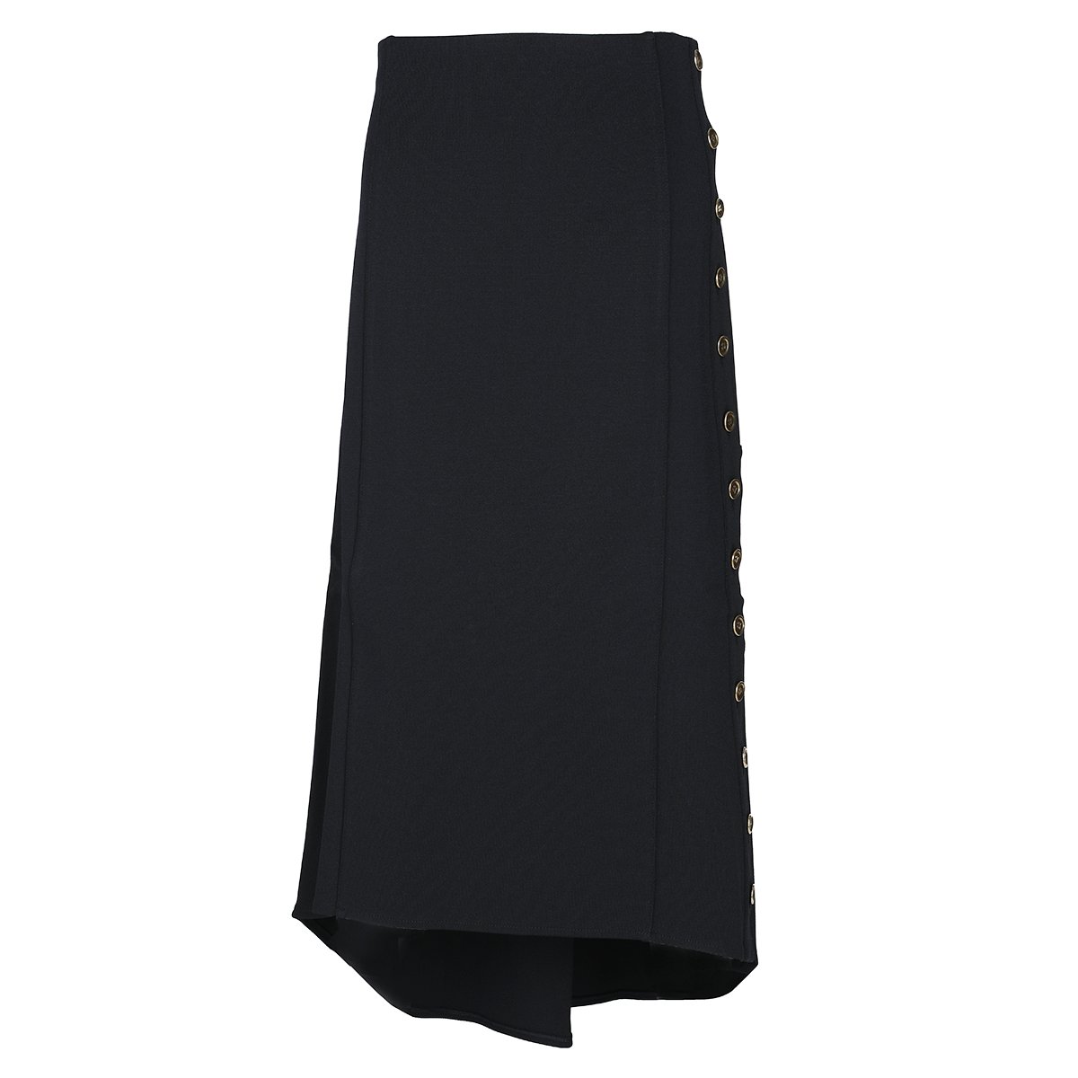 Givenchy Black Midi Skirt With Lateral Button Detailing Zwart