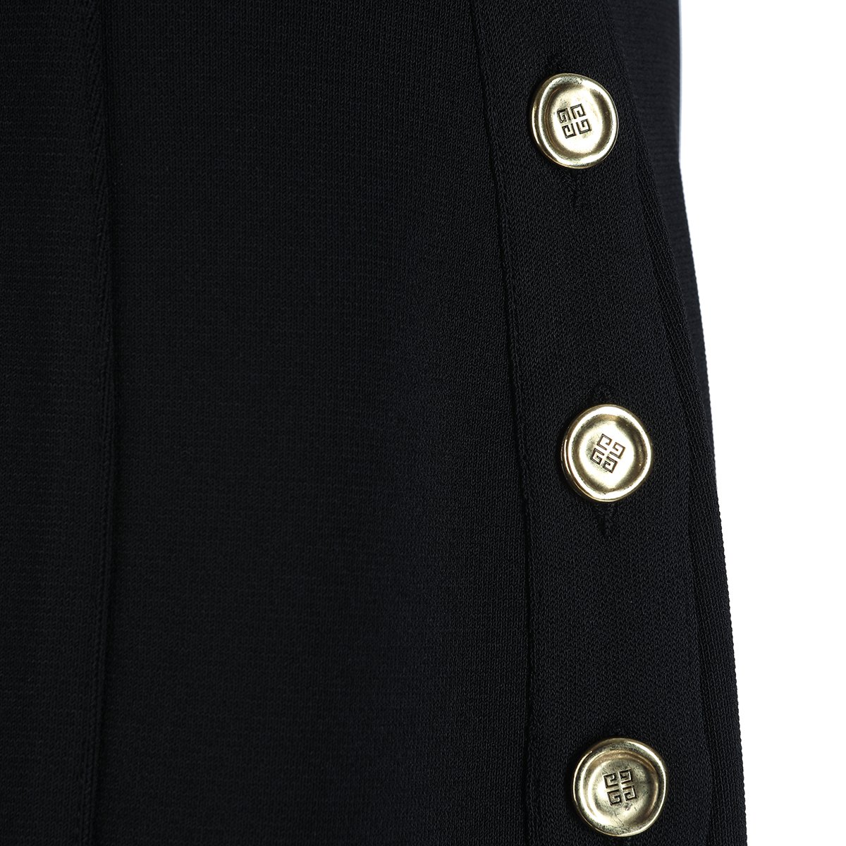 Givenchy Black Midi Skirt With Lateral Button Detailing Zwart