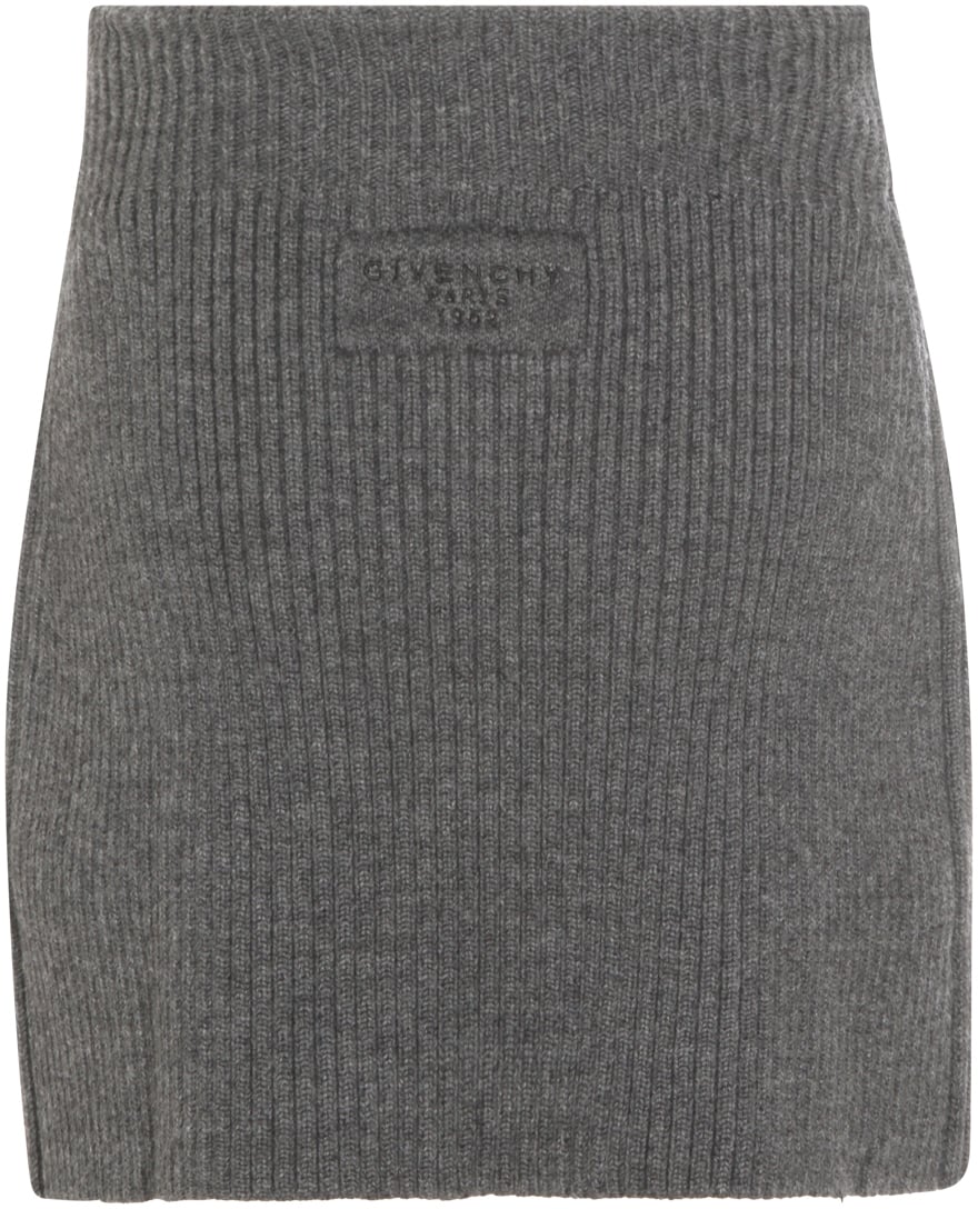 Givenchy Grey Wool Skirt Grijs