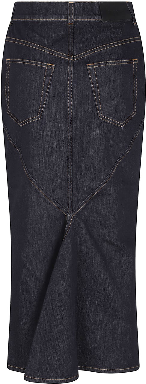 Givenchy Flared Raw Denim Midi Skirt Zwart