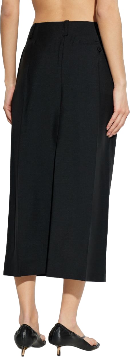 Givenchy Black Silk And Nylon Midi Skirt Zwart