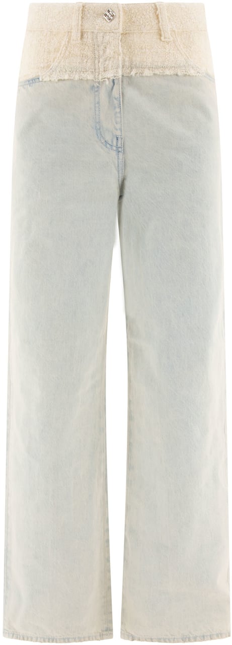 Givenchy Oversized denim and tweed mixed jeans with 4G detail Blauw