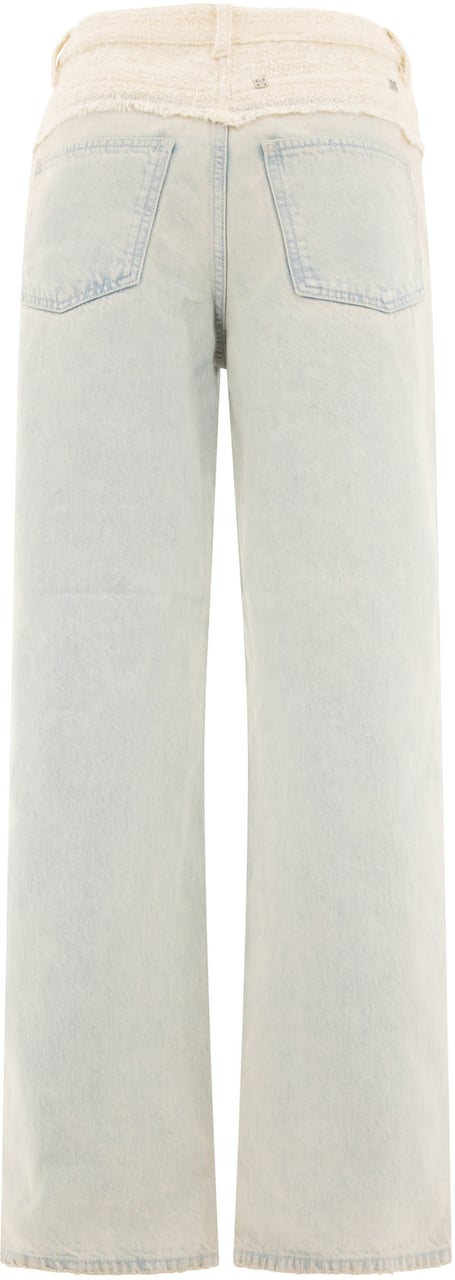 Givenchy Oversized denim and tweed mixed jeans with 4G detail Blauw