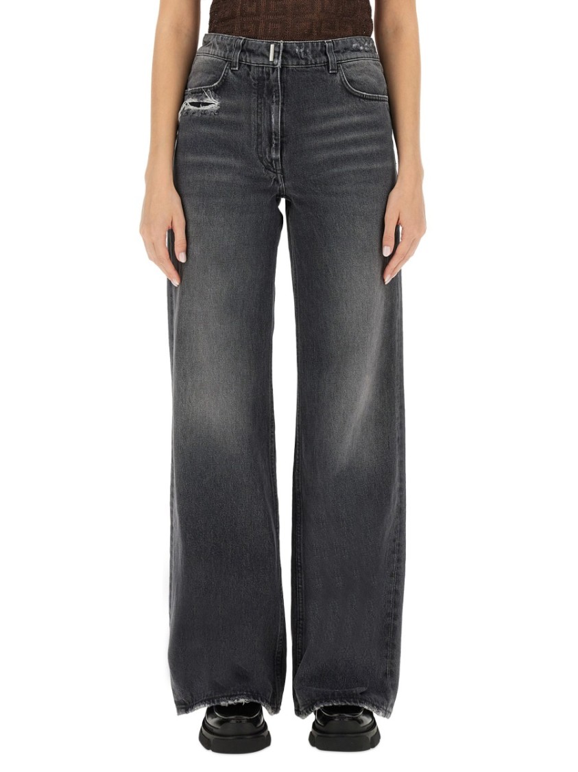 Givenchy Relaxed-Fit High-Waisted Wide-Leg Jeans Zwart