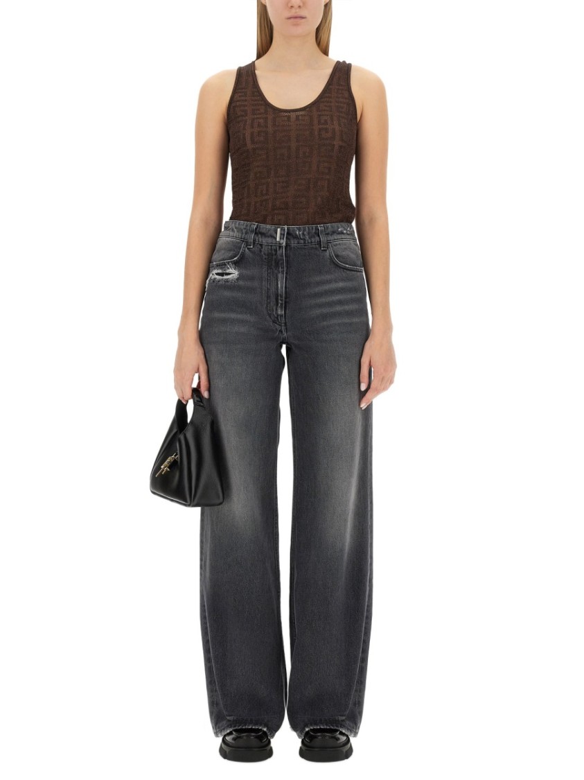 Givenchy Relaxed-Fit High-Waisted Wide-Leg Jeans Zwart