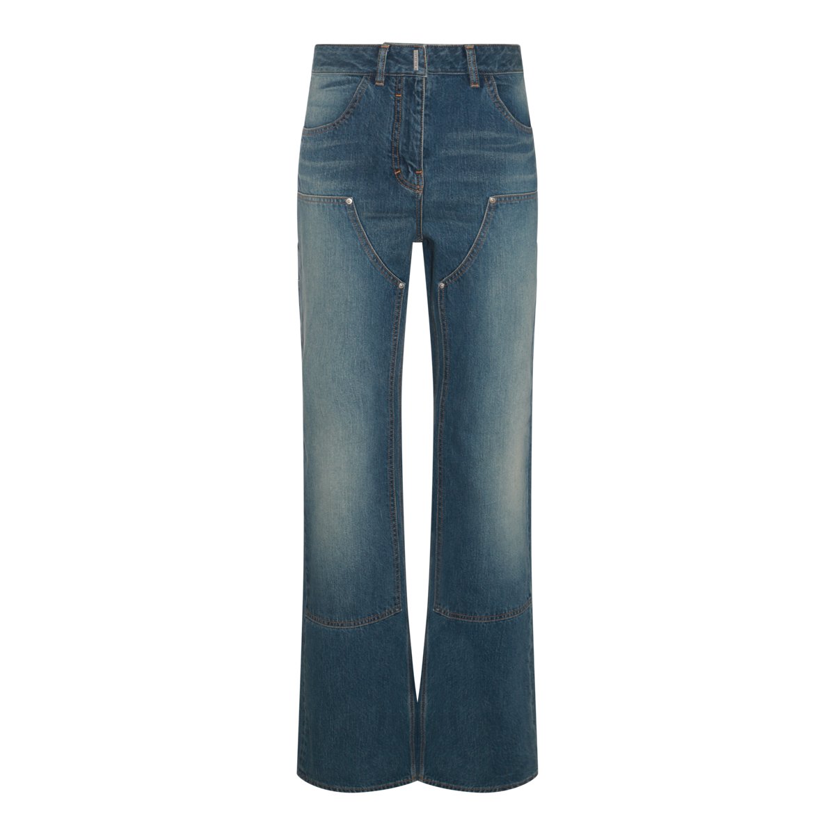 Givenchy Wide-Leg Blue Denim Jeans with Silver Hardware Accents Grijs