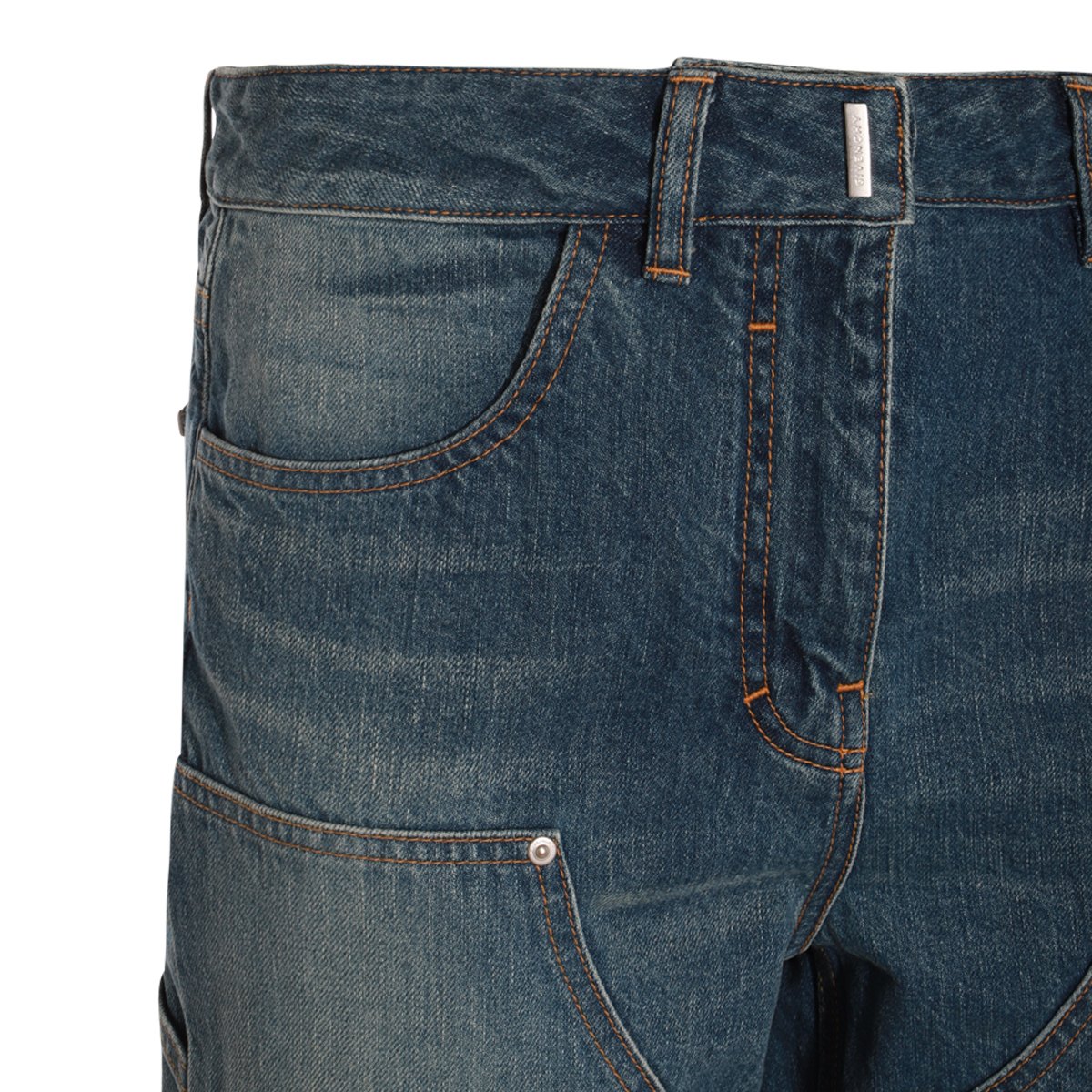 Givenchy Wide-Leg Blue Denim Jeans with Silver Hardware Accents Grijs