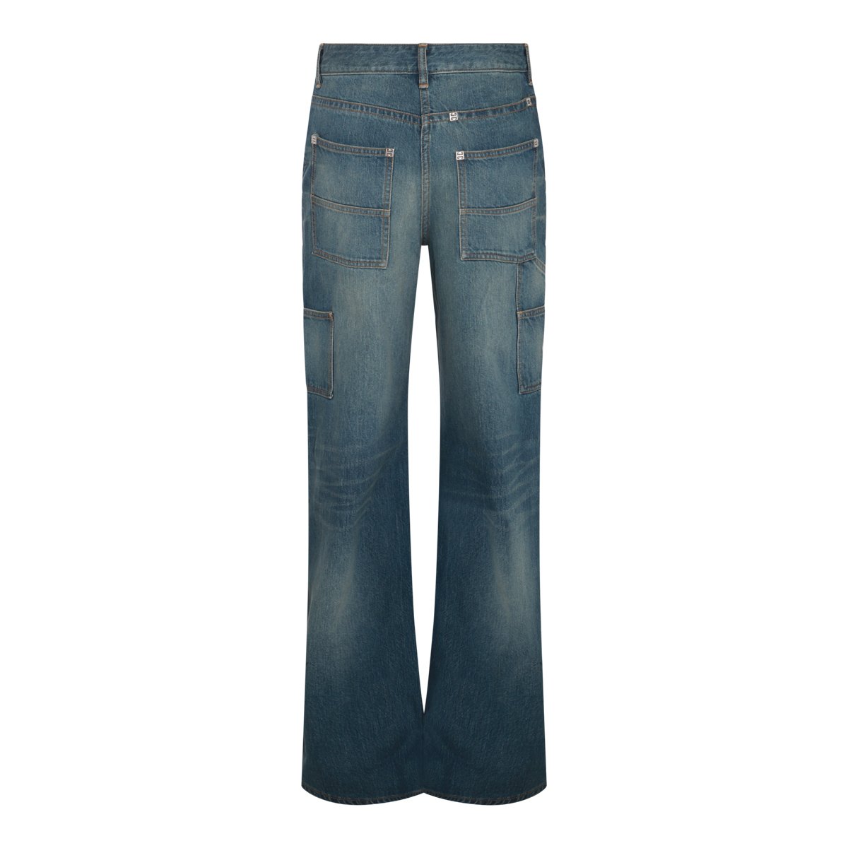 Givenchy Wide-Leg Blue Denim Jeans with Silver Hardware Accents Grijs