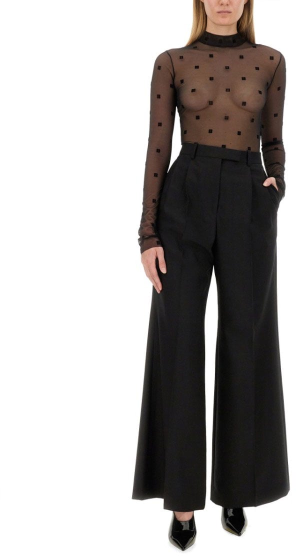 Givenchy Tailored Black Pantsuit With Wide-Leg Trousers Zwart