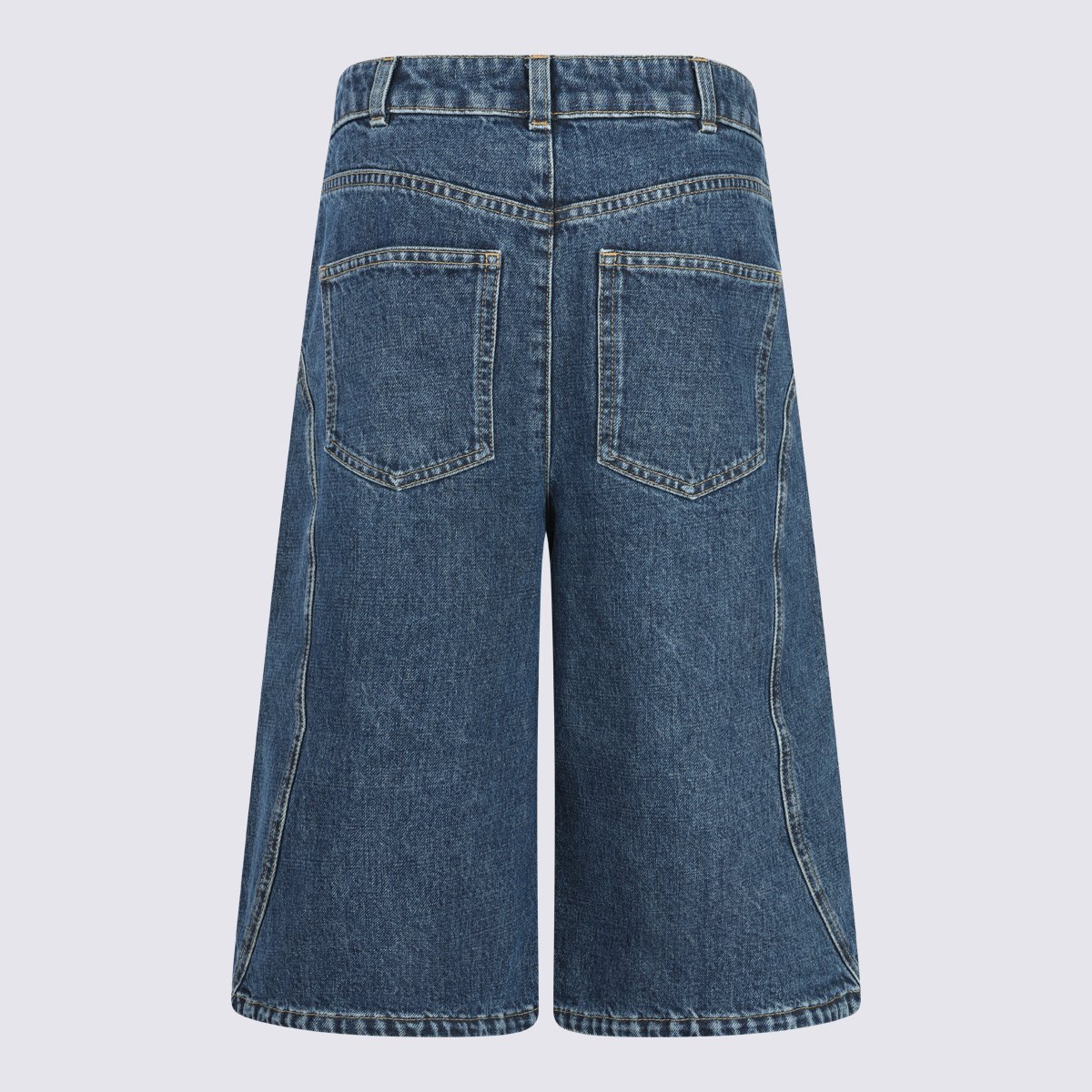 Givenchy High-Waisted Wide-Leg Denim Shorts With Button Closure And Classic Wash Groen