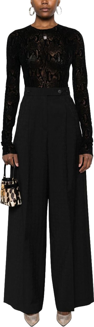 Givenchy Pleated Wide-Leg Trousers Zwart