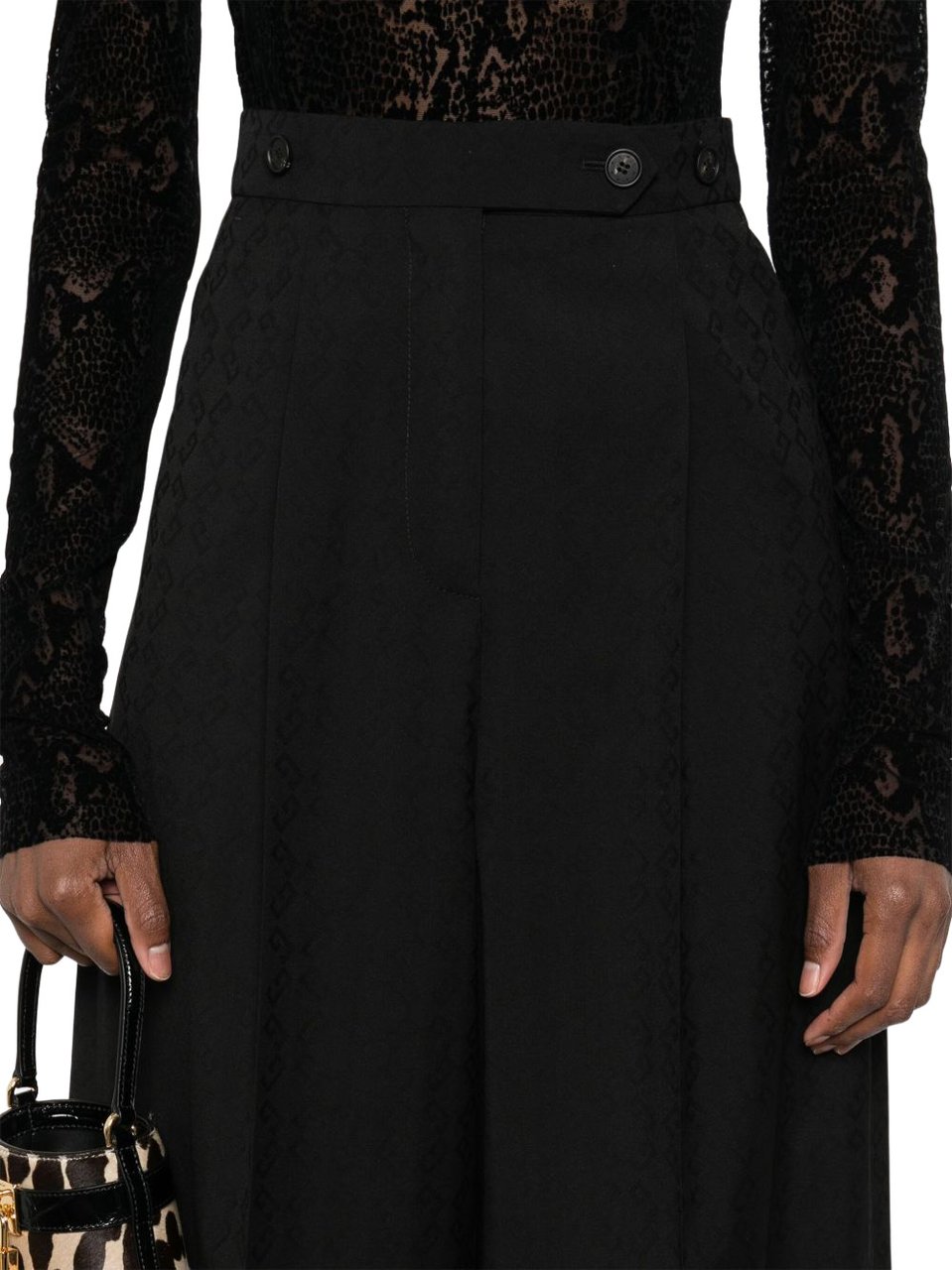 Givenchy Pleated Wide-Leg Trousers Zwart