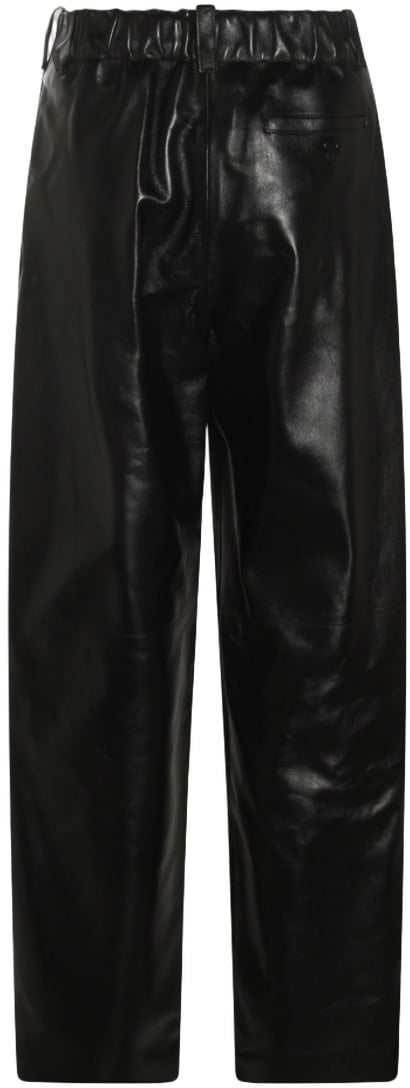 Givenchy High-Waisted Black Trousers With Pleated Detailing And Glossy Finish Zwart