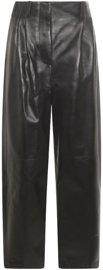 Givenchy High-Waisted Black Trousers With Pleated Detailing And Glossy Finish Zwart