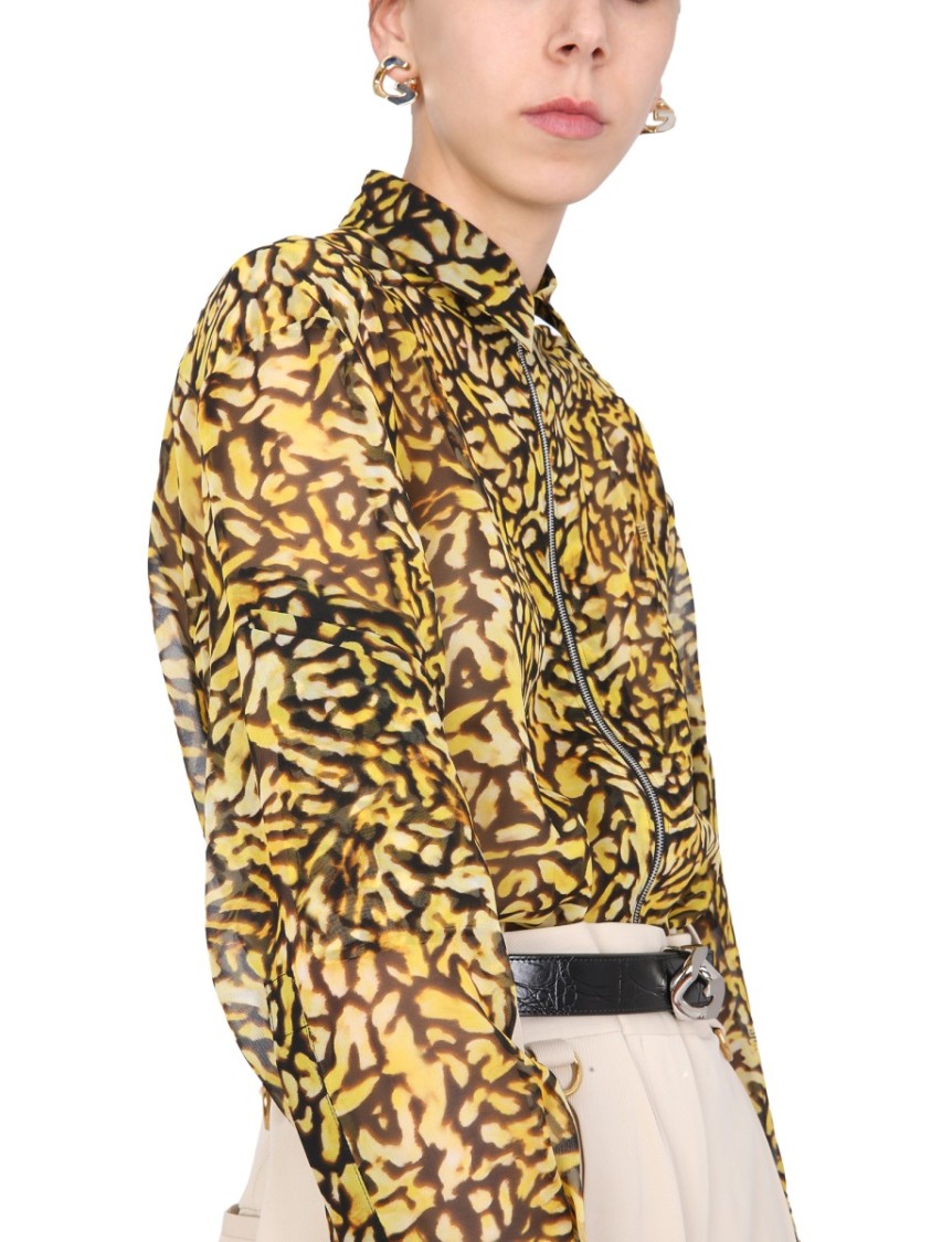 Givenchy Bold Yellow And Black Animal Print Long Shirt Bruin