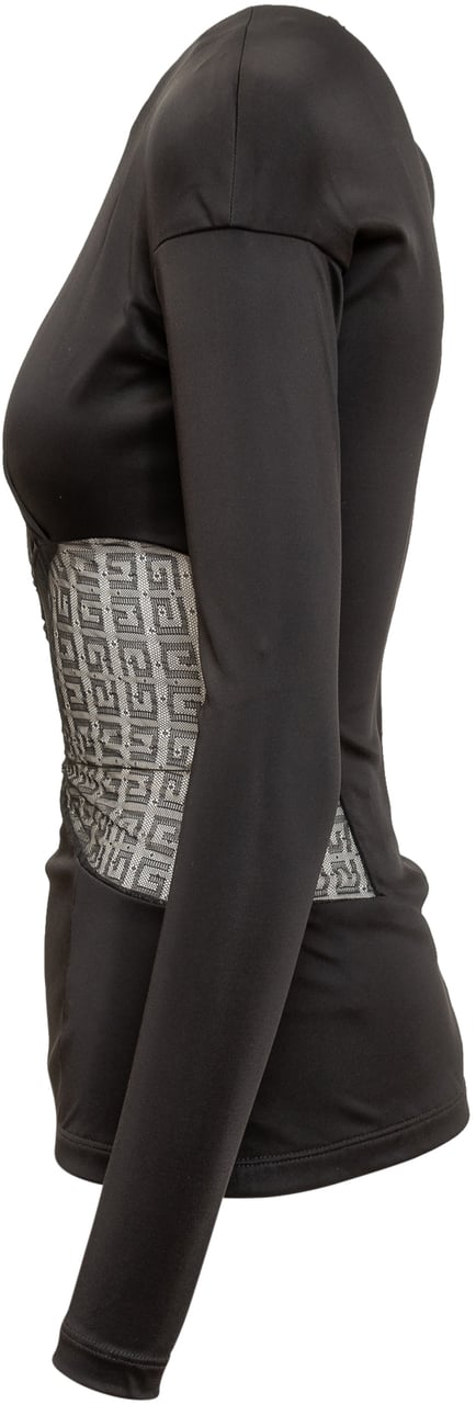 Givenchy Top Drappeggiato in Jersey e Pizzo 4G Zwart