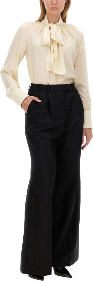 Givenchy Silk Shirt With Lavalliére Collar Neutraal
