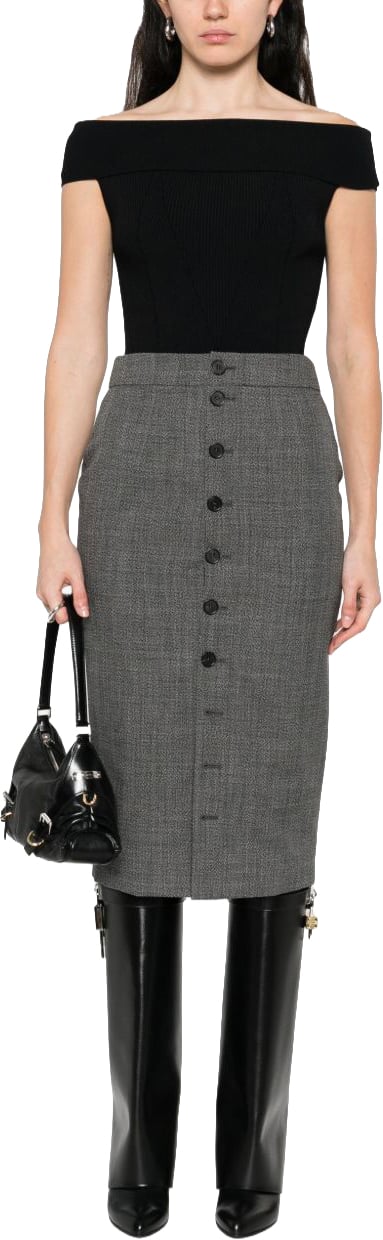 Givenchy Fitted Off-Shoulder Ribbed Texture Top Zwart