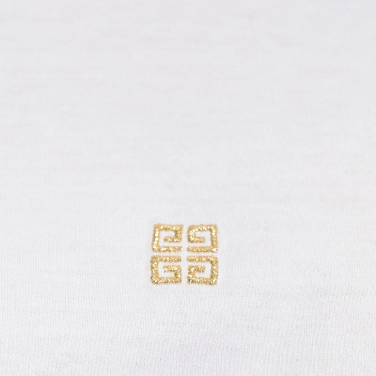 Givenchy Fitted White T-Shirt with Gold Emblem and Minimalist Design Wit